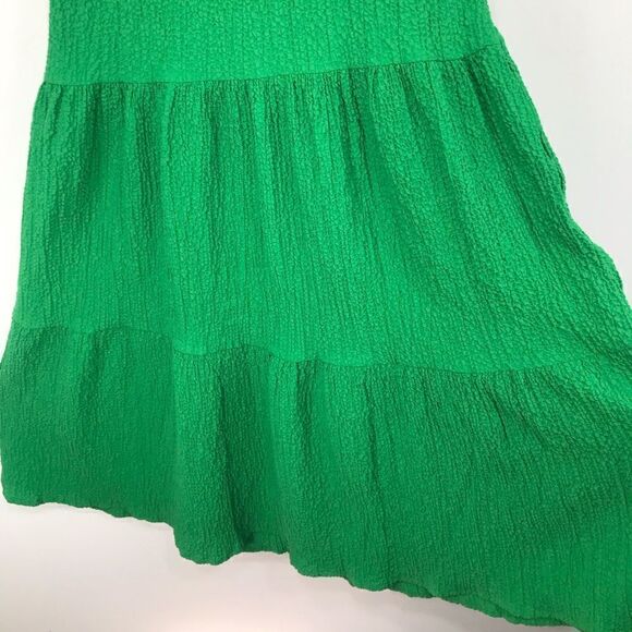 Desigual Green Textured Open Back Tiered Puff Sleeve Dress NEW - Picture 10 of 16